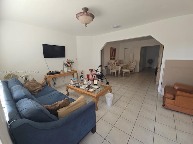 view of tiled living room