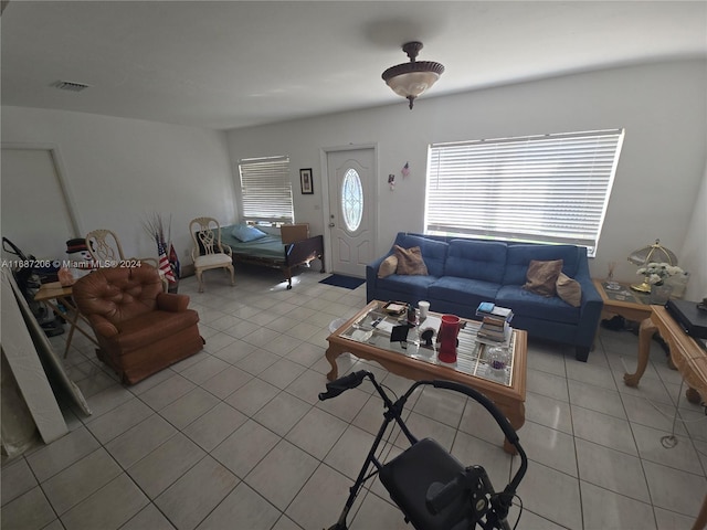 view of tiled living room