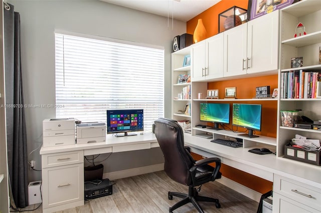 office area featuring light wood-type flooring