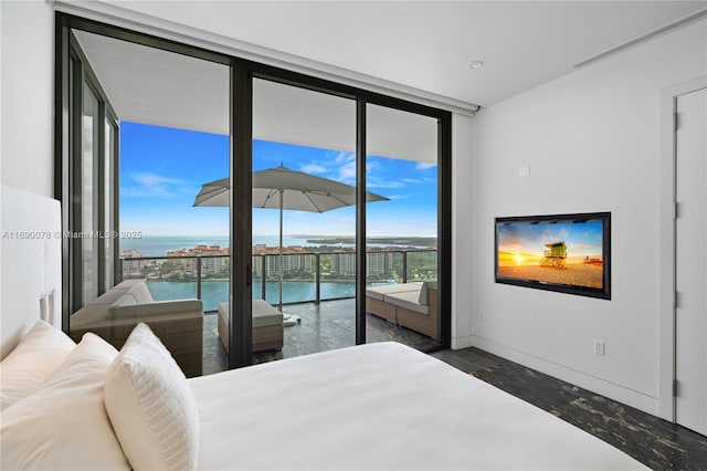 bedroom featuring access to exterior and expansive windows