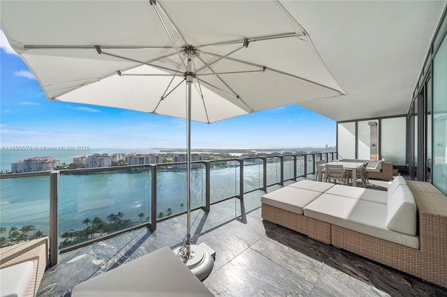 balcony with a water view