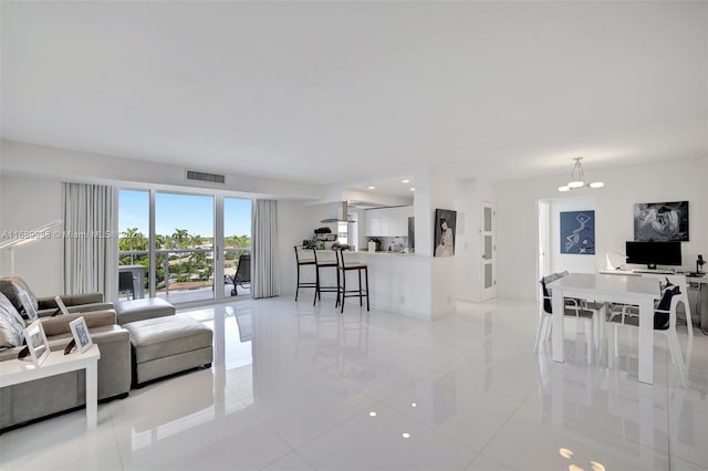 view of tiled living room