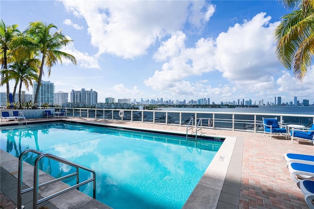 pool with a city view