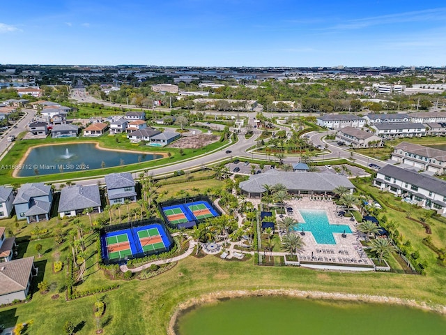 bird's eye view featuring a water view