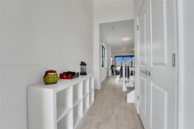 hall featuring light wood-type flooring