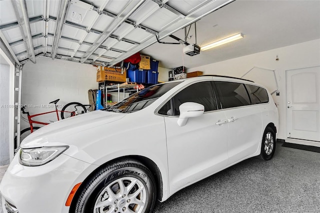 garage with a garage door opener