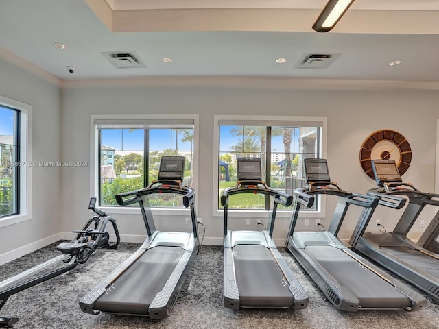 workout area with a healthy amount of sunlight