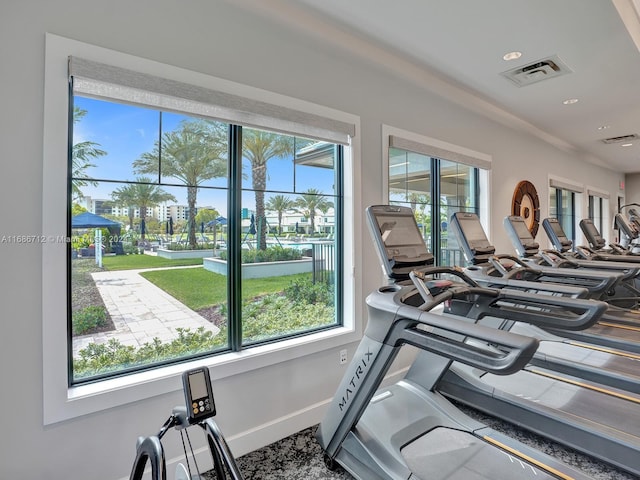 gym featuring plenty of natural light