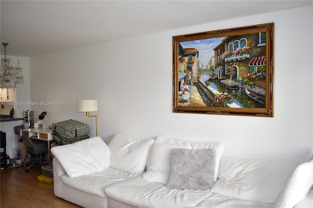 living room with hardwood / wood-style flooring