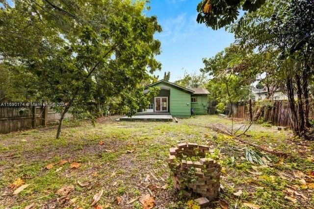 view of yard featuring a wooden deck