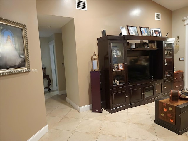 view of tiled living room