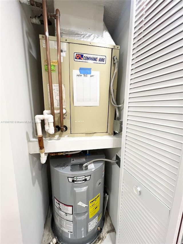 utility room with water heater