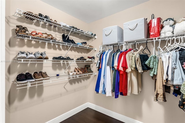 spacious closet featuring hardwood / wood-style flooring