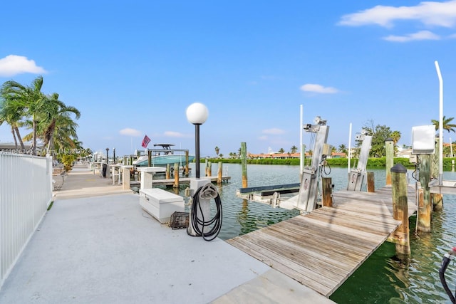 view of dock featuring a water view