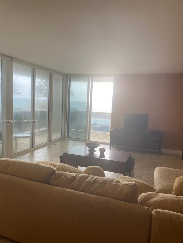 view of tiled living room