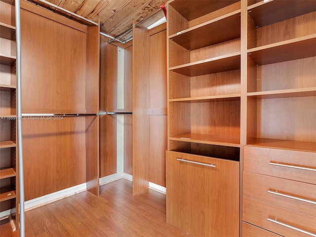 spacious closet with light hardwood / wood-style flooring