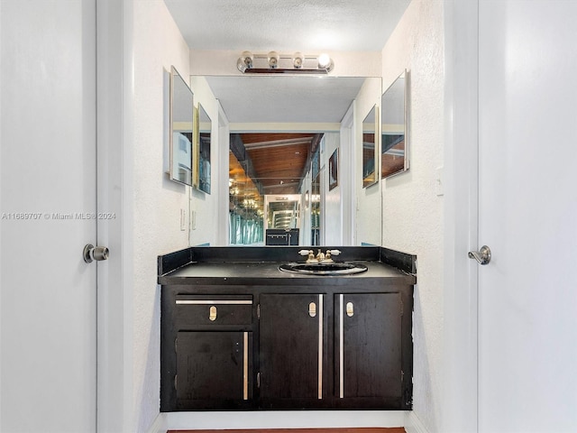 bathroom featuring vanity and a textured ceiling