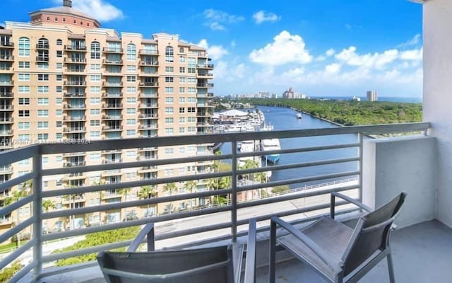 balcony with a water view