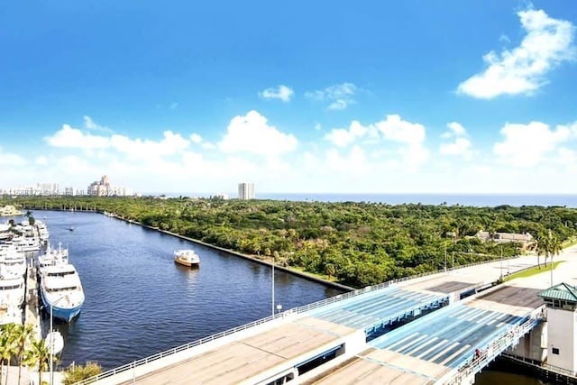 view of dock featuring a water view