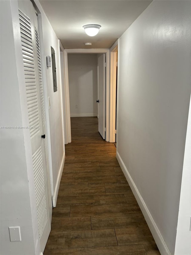 hall featuring dark hardwood / wood-style floors