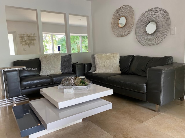 view of tiled living room