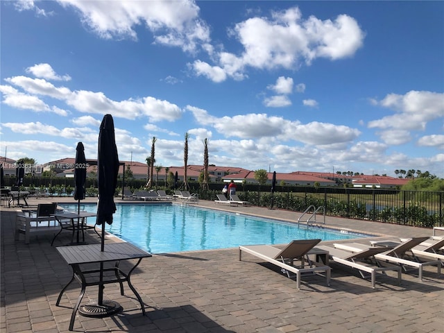 view of pool featuring a patio area