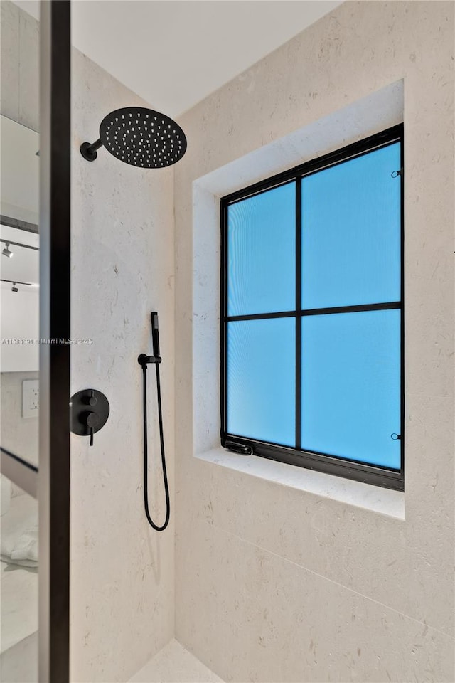 interior details with tiled shower