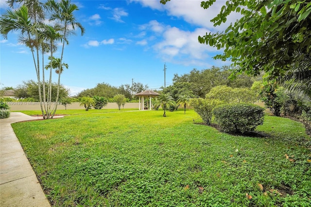 view of yard with a gazebo