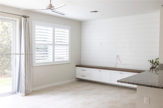 mudroom with ceiling fan and a healthy amount of sunlight