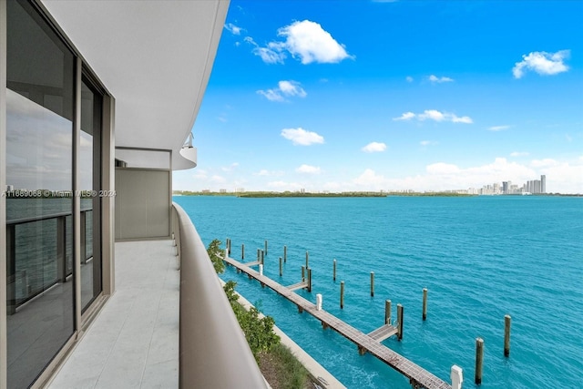 view of dock featuring a water view