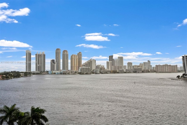 view of home's community featuring a water view and a view of city