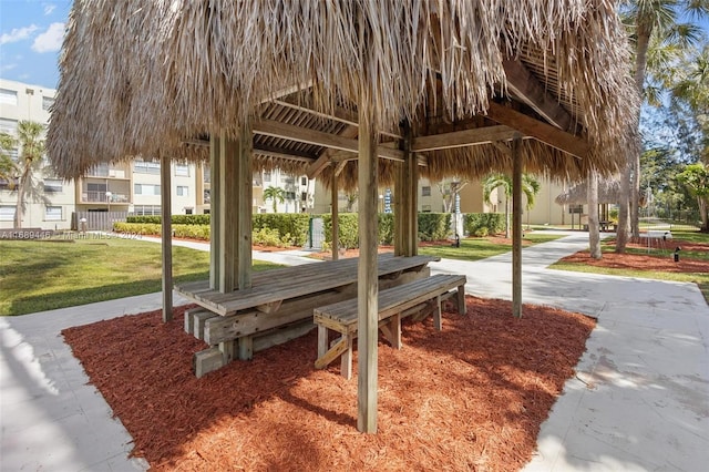 view of home's community featuring a gazebo and a lawn