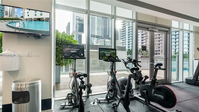 exercise room with a wealth of natural light