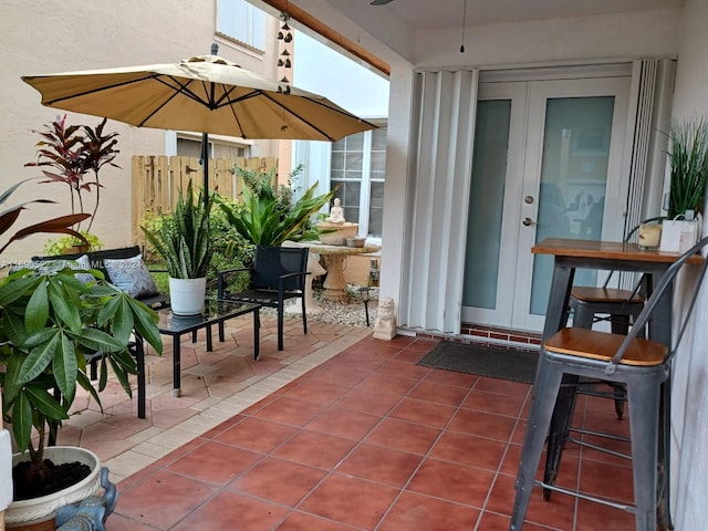 view of patio featuring french doors