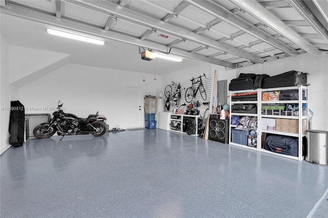 garage with a garage door opener