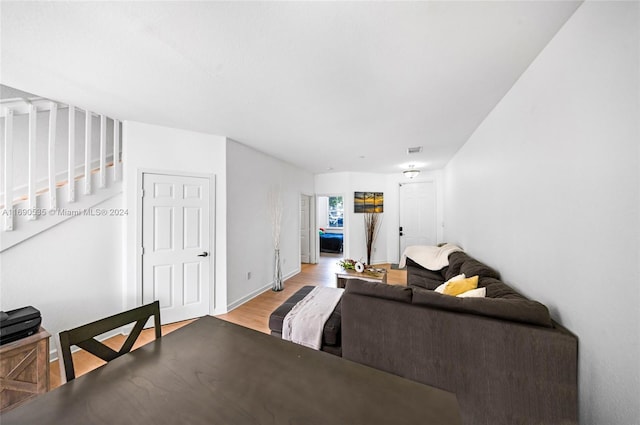 living room with light wood-type flooring