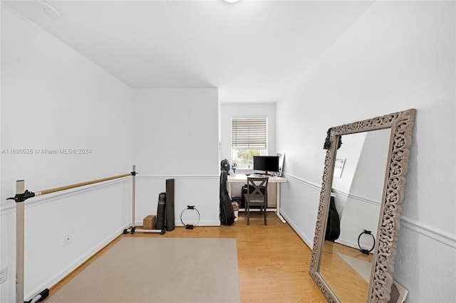 office space featuring light wood-type flooring