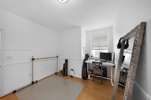 home office featuring wood-type flooring