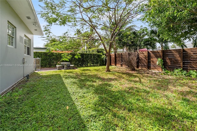 view of yard featuring a fenced backyard