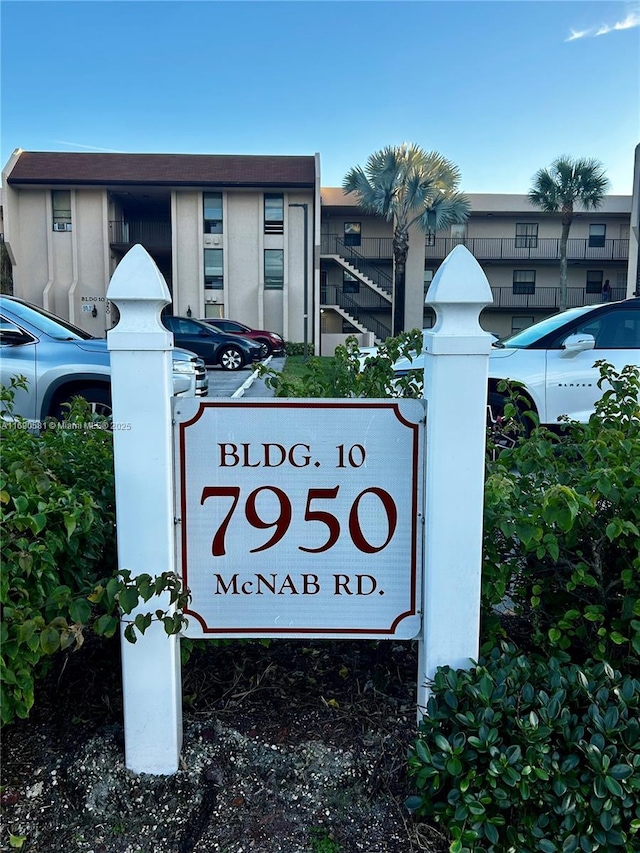 view of community sign