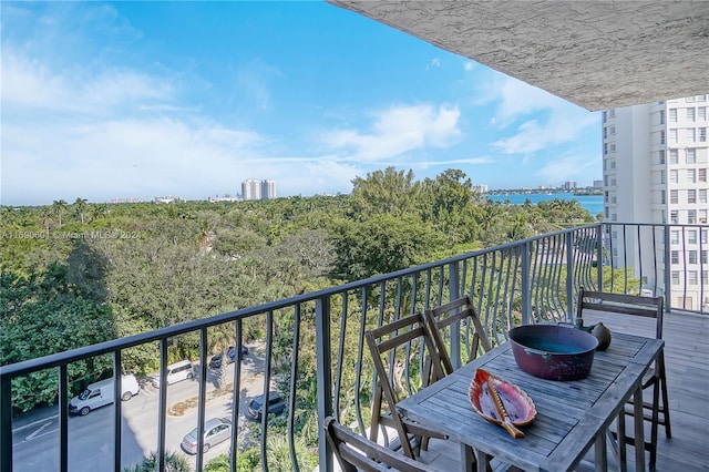 balcony with a water view