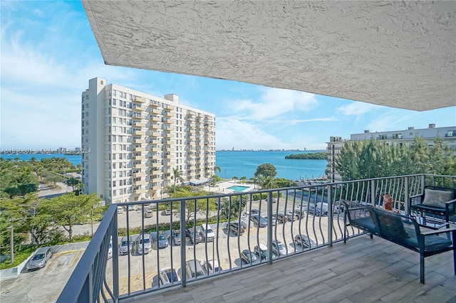 balcony with a water view