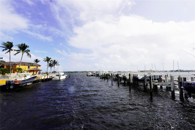 view of dock featuring a water view