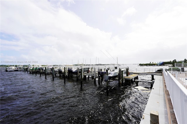 dock area featuring a water view