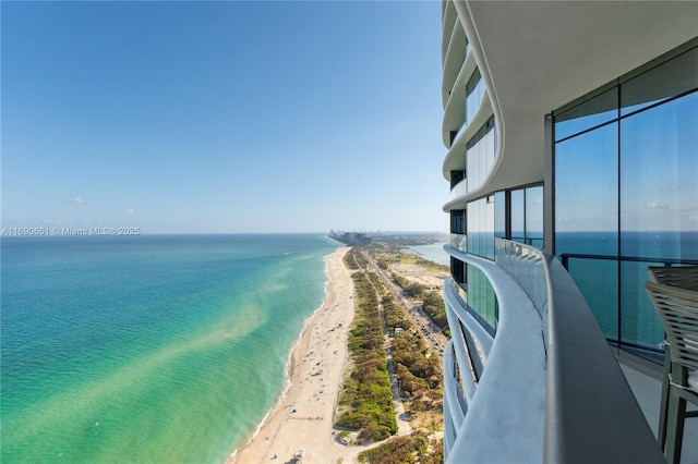 property view of water with a beach view