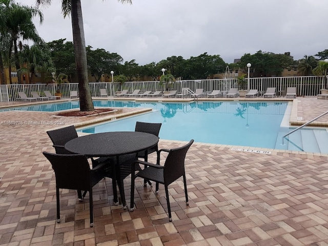 view of swimming pool with a patio area