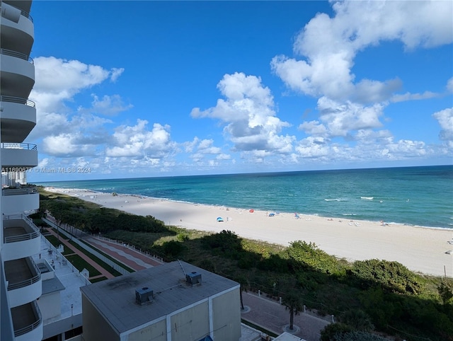 view of water feature featuring a beach view