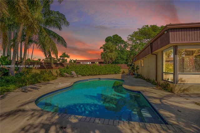 view of pool with a fenced in pool, a patio, and a fenced backyard