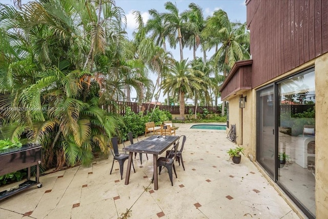 view of patio featuring a fenced backyard and a fenced in pool