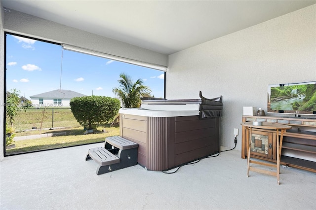 interior space featuring light colored carpet